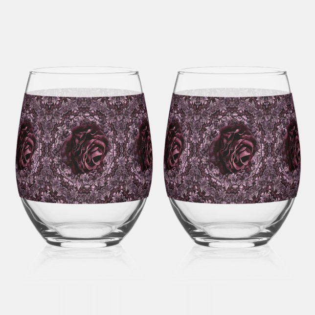 Verre À Vin Sans Pied Ensemble de Drinkware Mandala rose (Recto)