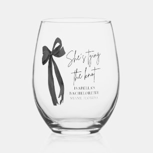 Verre À Vin Sans Pied Enterrement de vie de jeune fille Nœud Noir Elle s