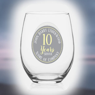 Verre À Vin Sans Pied Entreprise Commémorative de 10 ans