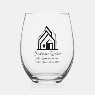 Verre À Vin Sans Pied Entreprise immobilière Logo de Realtor personnalis