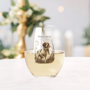 Verre À Vin Sans Pied Épagneul breton et bécasse