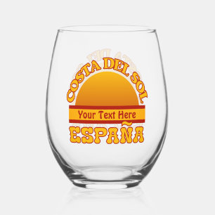 Verre À Vin Sans Pied ESPAGNE Costa Del Sol texte personnalisé