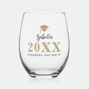 Verre À Vin Sans Pied Étalonnage de capuchon d'or Cadeau personnalisé