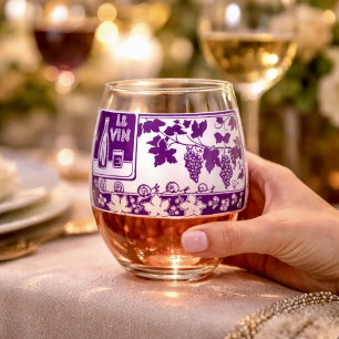 Verre À Vin Sans Pied Étiquette de vin français vintage Vignoble rusti