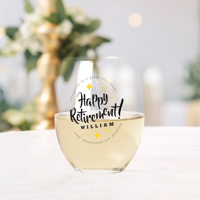Verre À Vin Sans Pied Étoiles d'or amusantes Retraite Nouvelles Aventure (Insitu (Mariage))