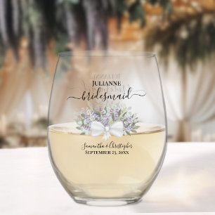 Verre À Vin Sans Pied Éucalyptus Lavender femme de ménage d'honneur cade