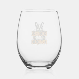 Verre À Vin Sans Pied Excusez Mon Français Bouledogue Français Vintage