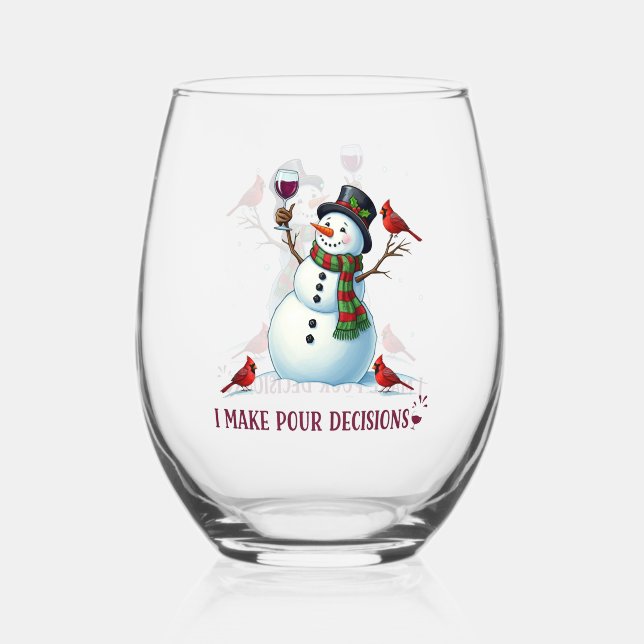 Verre À Vin Sans Pied Fantastique Noël bonhomme de neige (Recto)