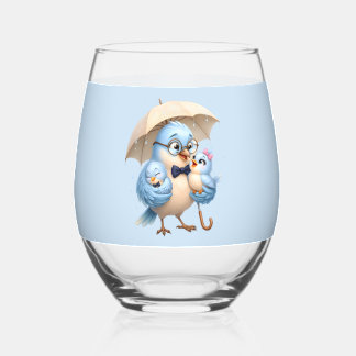 Verre à vin sans pied Father Bird, cadeau pour la