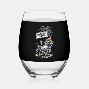 Verre À Vin Sans Pied Feral Girl Summer Beach Funny Raccoon