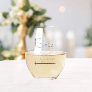 Verre À Vin Sans Pied Fête d'anniversaire 60 ans Black Gold Foil 60 & Fa