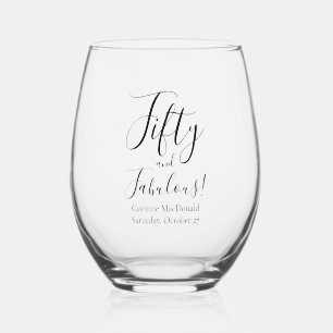 Verre À Vin Sans Pied Fête d'anniversaire moderne Fifty et fabuleux gras