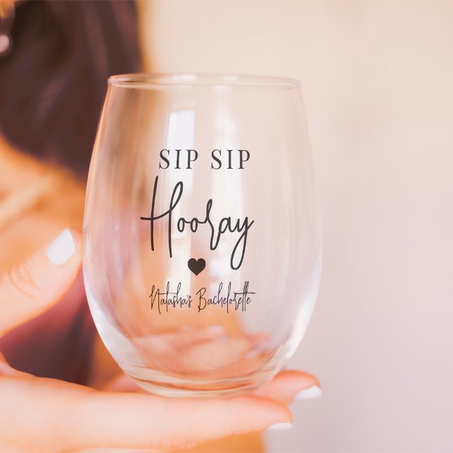 Verre À Vin Sans Pied Fête de Fiançailles Sip Sip Hooray (Créateur téléchargé)