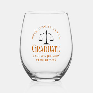 Verre À Vin Sans Pied Fête de graduation de l'école de droit orange pers