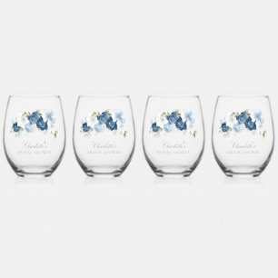 Verre À Vin Sans Pied Fête des mariées de script d'aquarelle florale