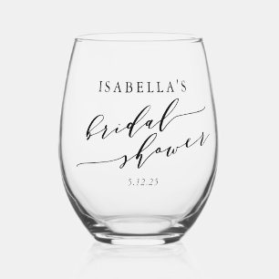Verre À Vin Sans Pied Fête des mariées personnalisée de script classique