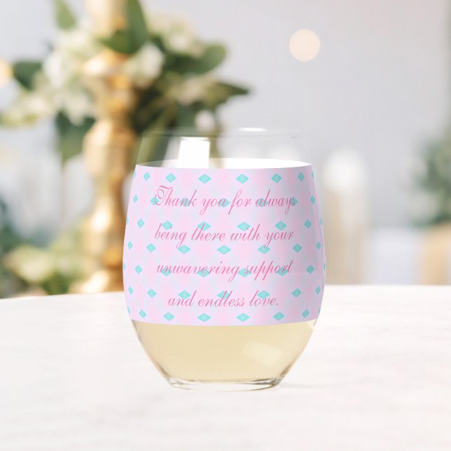Verre À Vin Sans Pied Fête des Mères rose pâle et diamant vert (Insitu (Mariage))