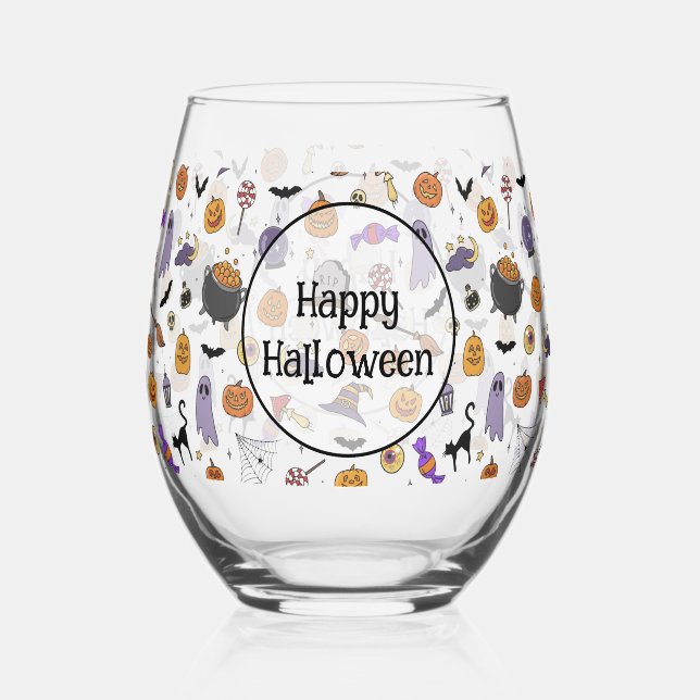 Verre À Vin Sans Pied Fête d'Halloween (Recto)