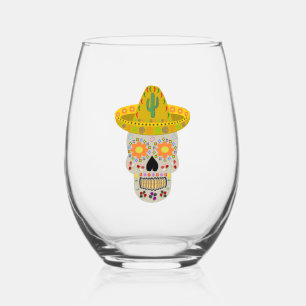 Verre À Vin Sans Pied Fête mexicaine du crâne mort
