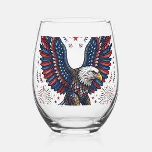 Verre À Vin Sans Pied Feu d'artifice aigle chauve patriotique vecteur vi