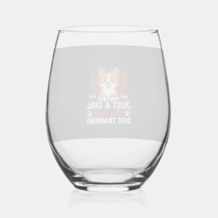 Verre À Vin Sans Pied Fille aime le dressage de corgi