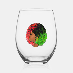 Verre À Vin Sans Pied Fille noire panafricaine femme rouge vert fierté a