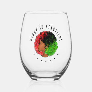 Verre À Vin Sans Pied Fille noire panafricaine femme rouge vert fierté a