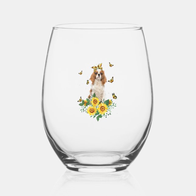 Verre À Vin Sans Pied Filles Femmes Maman Cavalier King Charles Spaniel  (Recto)