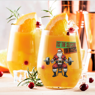 Verre À Vin Sans Pied Fitness amusant Noël Bicep Curls Barbell Père Noël