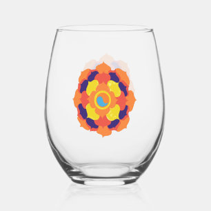 Verre À Vin Sans Pied Fleur de Lotus colorée Yin & Yang Mandala