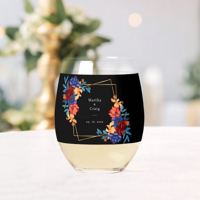 Verre À Vin Sans Pied Fleur mexicaine moderne Mariage noir (Insitu (Mariage))