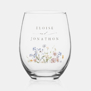Verre À Vin Sans Pied Fleur sauvage de printemps coloré Meadow Garden Ma