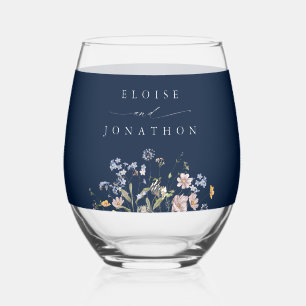 Verre À Vin Sans Pied Fleur sauvage de printemps de la marine Meadow Gar