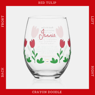 Verre À Vin Sans Pied Fleurs de tulipe rouge Doodles de rayonne avec Ift