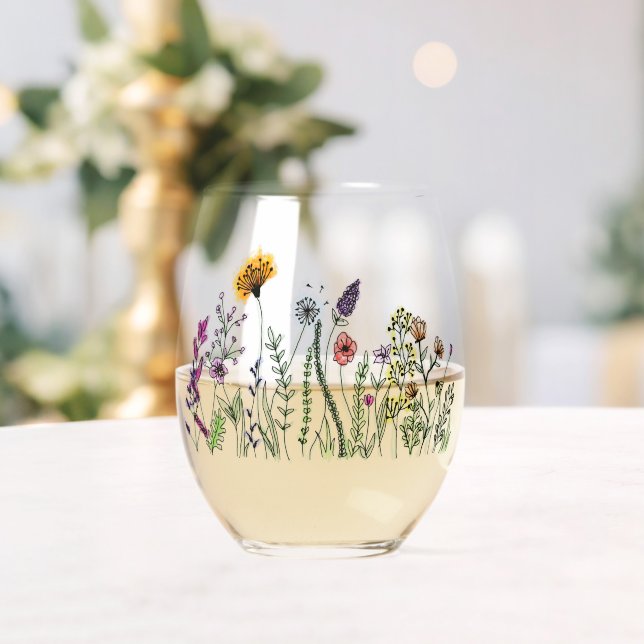 Verre À Vin Sans Pied Fleurs d'eau (Insitu (Mariage))
