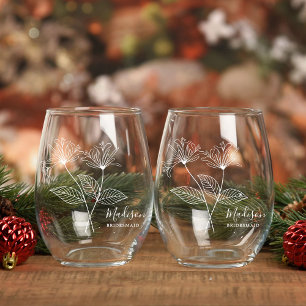 Verre À Vin Sans Pied Fleurs du mois de la naissance Juin Honeysuckle Br