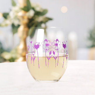 Verre À Vin Sans Pied Fleurs sauvages violettes