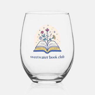Verre À Vin Sans Pied Floral Custom Name Book Club