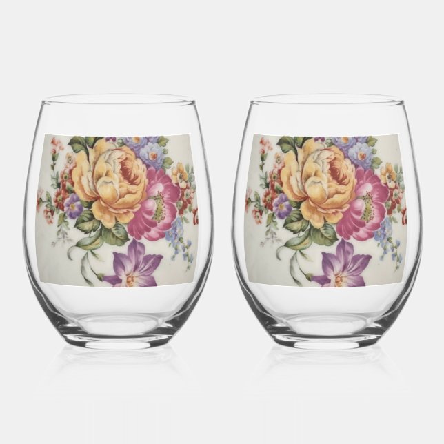 Verre À Vin Sans Pied Floral Fantasy     (Recto)