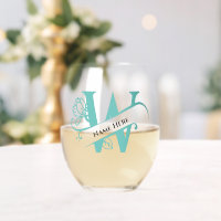 Floral Monogramme Lettre W Ajouter Nom Changer de