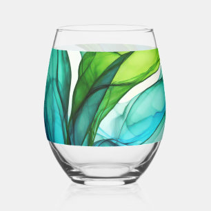 Verre À Vin Sans Pied Formes en vert et bleu