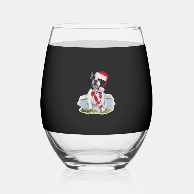 Verre À Vin Sans Pied French Bulldog Christmas Day Holidays Gifts Classi (Recto)