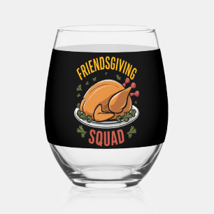 Verre À Vin Sans Pied Friendsgiving Squad Turquie Diner Correspondance c