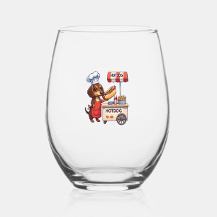 Verre À Vin Sans Pied Funny Dachshund Chien Weiner Saucisse Hotdog Sandw