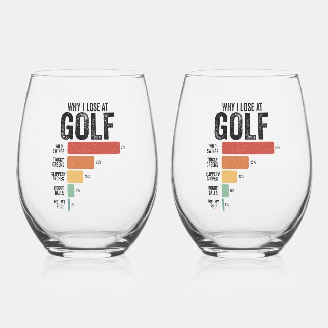 Verre À Vin Sans Pied Funny Golf Sport Pourquoi Je Perds À Golfing Game  (Verso)
