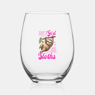 Verre À Vin Sans Pied Funny Lazy Sloth Just a Girl Who Loves Sloths T-Sh