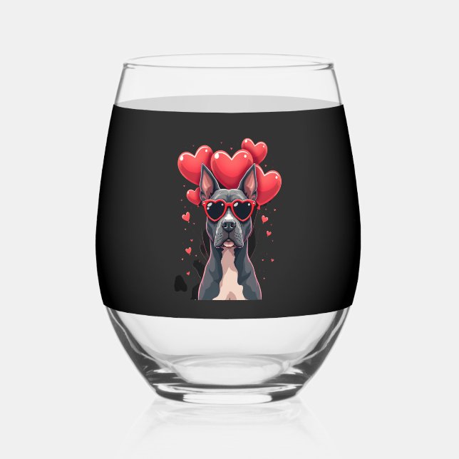 Verre À Vin Sans Pied Funny Pitbull Heart Valentines Day Dog Dad Mom Gif (Recto)