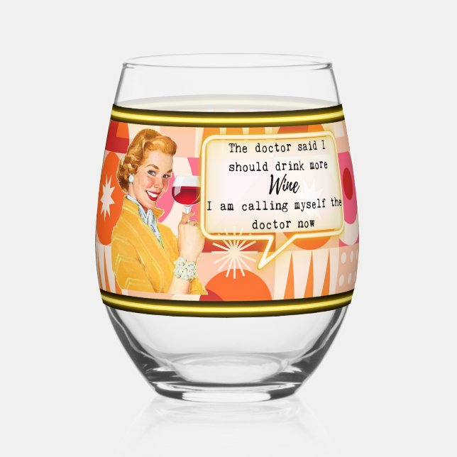 Verre À Vin Sans Pied Funny Wineglass Best Friend Gift "Doctor" (Recto)