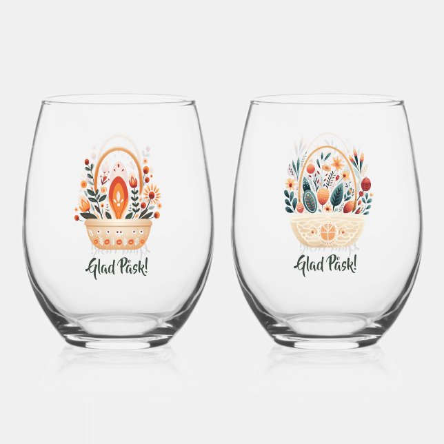 Verre À Vin Sans Pied Glad Påsk ! Paniers à fleurs scandinaves (Verso)