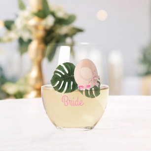 Verre À Vin Sans Pied Glam Bachelorte rose en été   Mariée